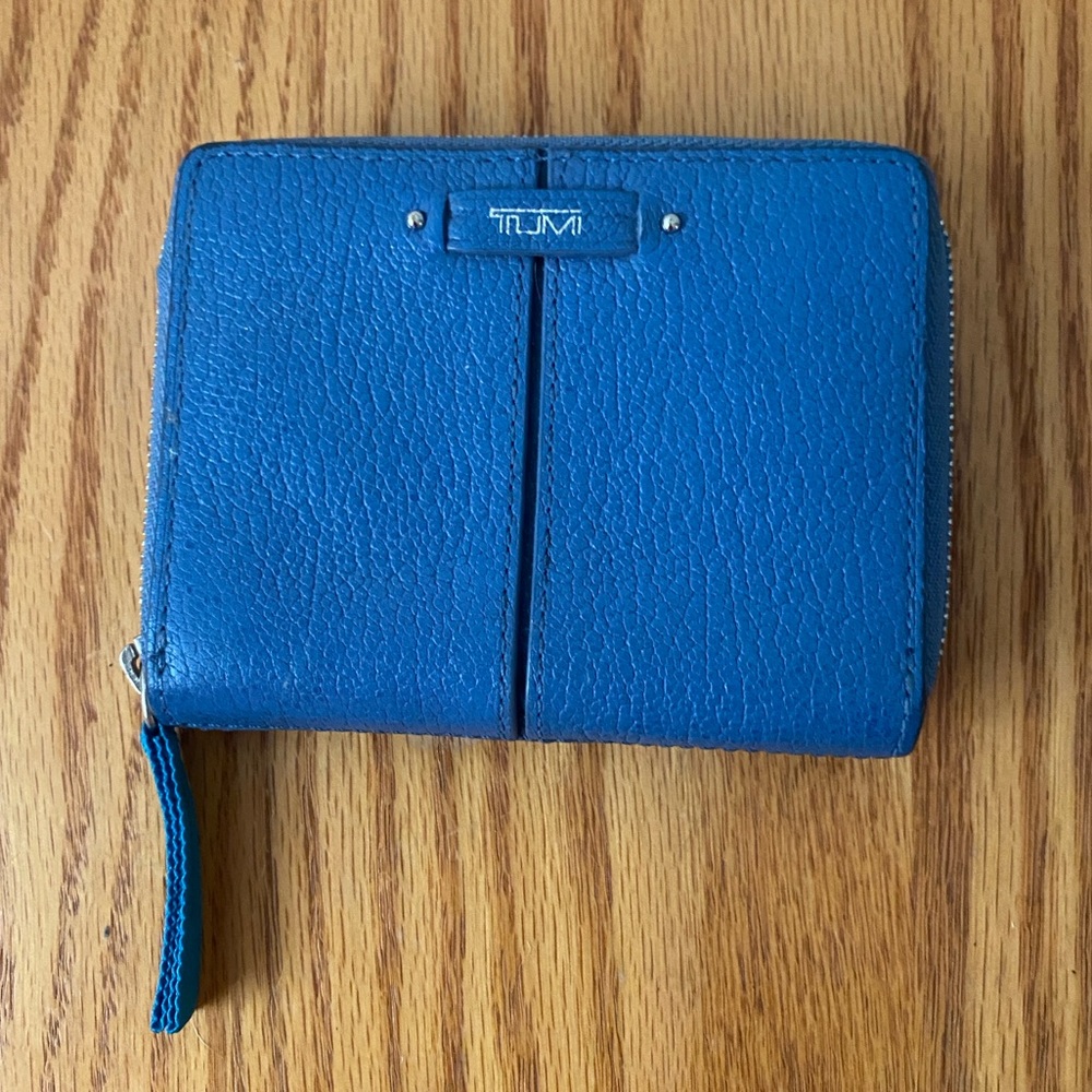 Tumi Blue Leather Zip Wallet